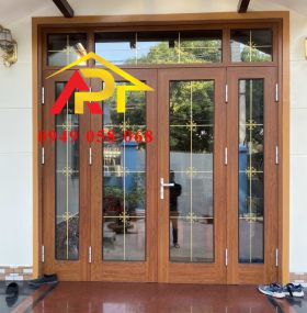 CỬA XINGFA 4 CÁNH VÂN GỖ - HỆ BẢN LỚN AP3