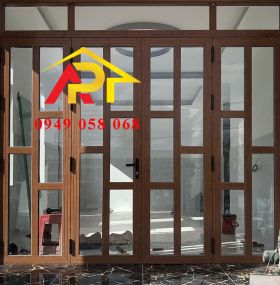 CỬA ĐI 4 CÁNH VÂN GỖ - CHIA Ô VG01