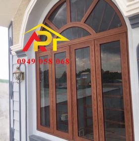 CỬA SỔ 4 CÁNH VÂN GỖ - KIỂU VÒM S01